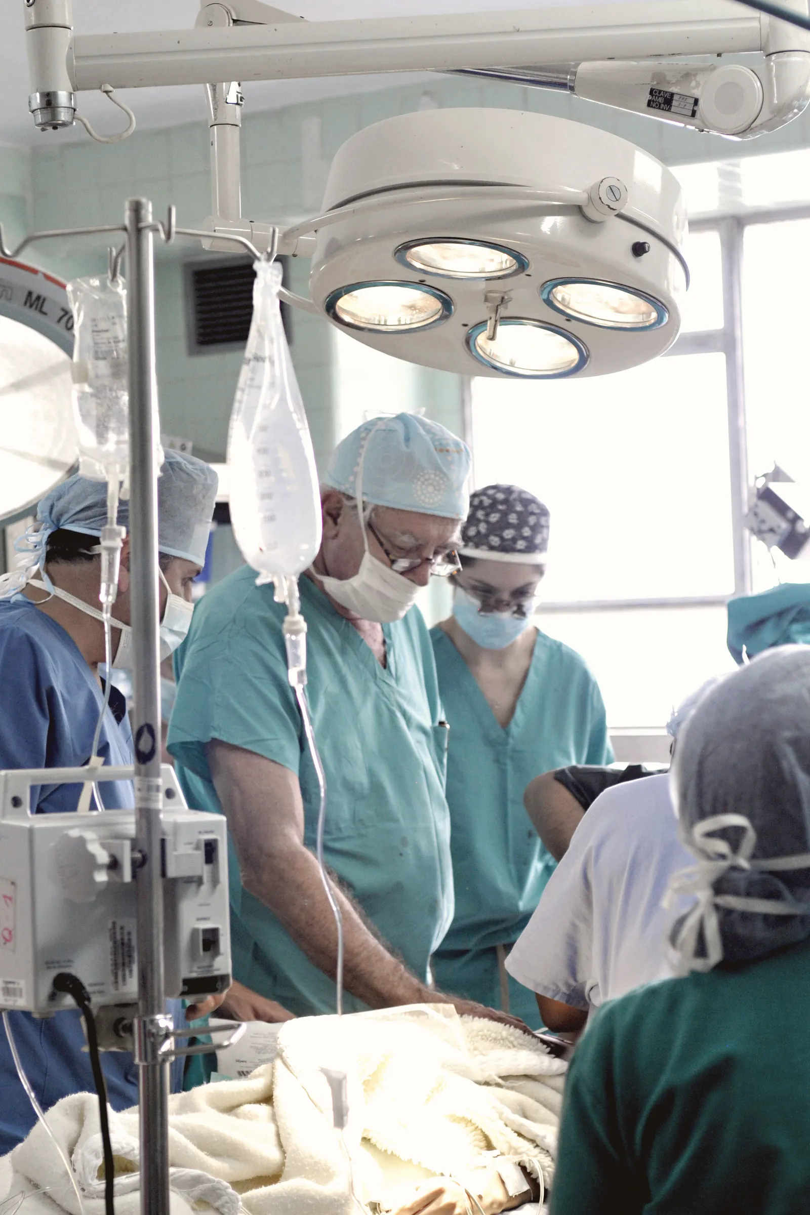 A surgical team at work in theatre.